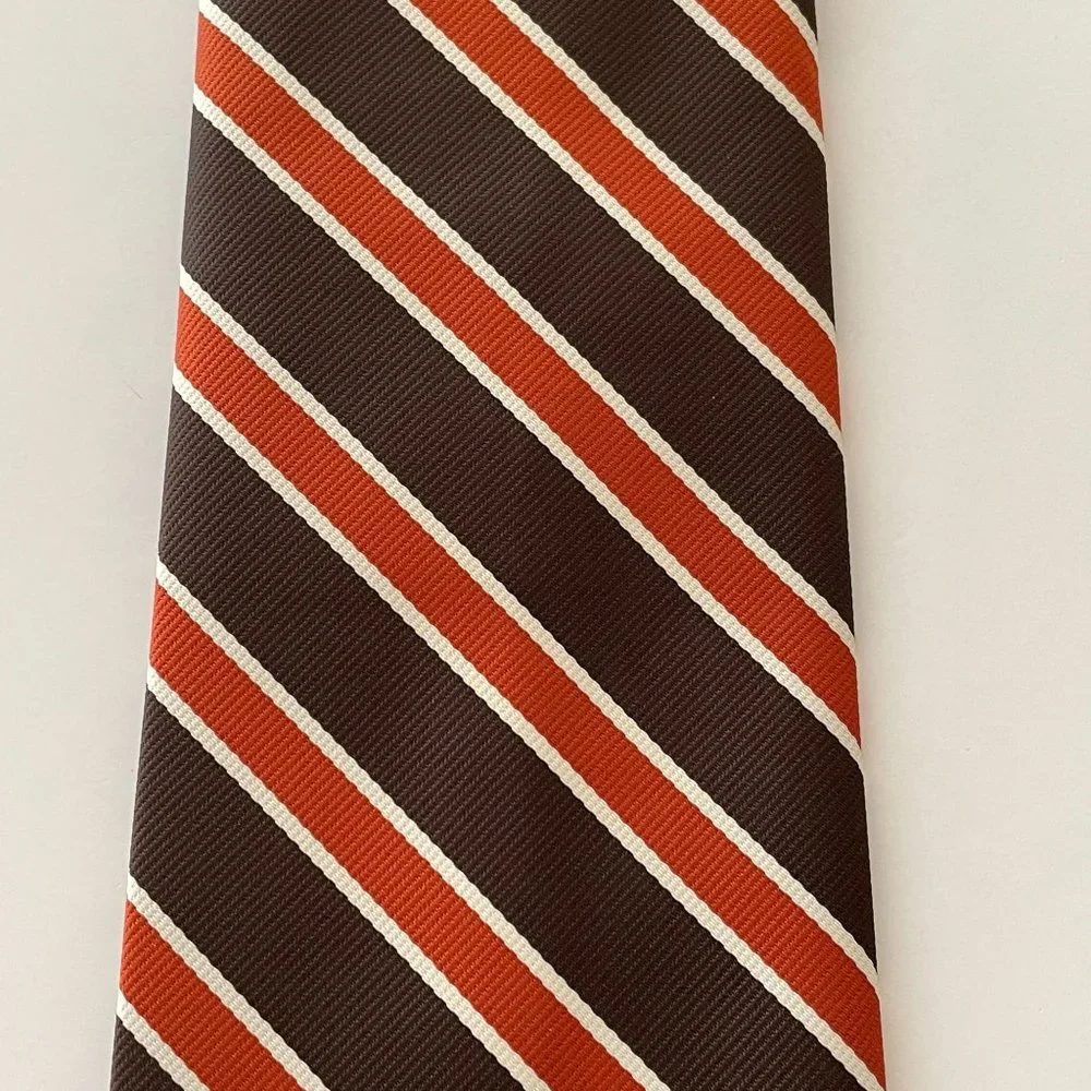 Vintage Kings Lynn Tie Polyester Brown & Cinnamon‎ Striped Necktie Extra Wide